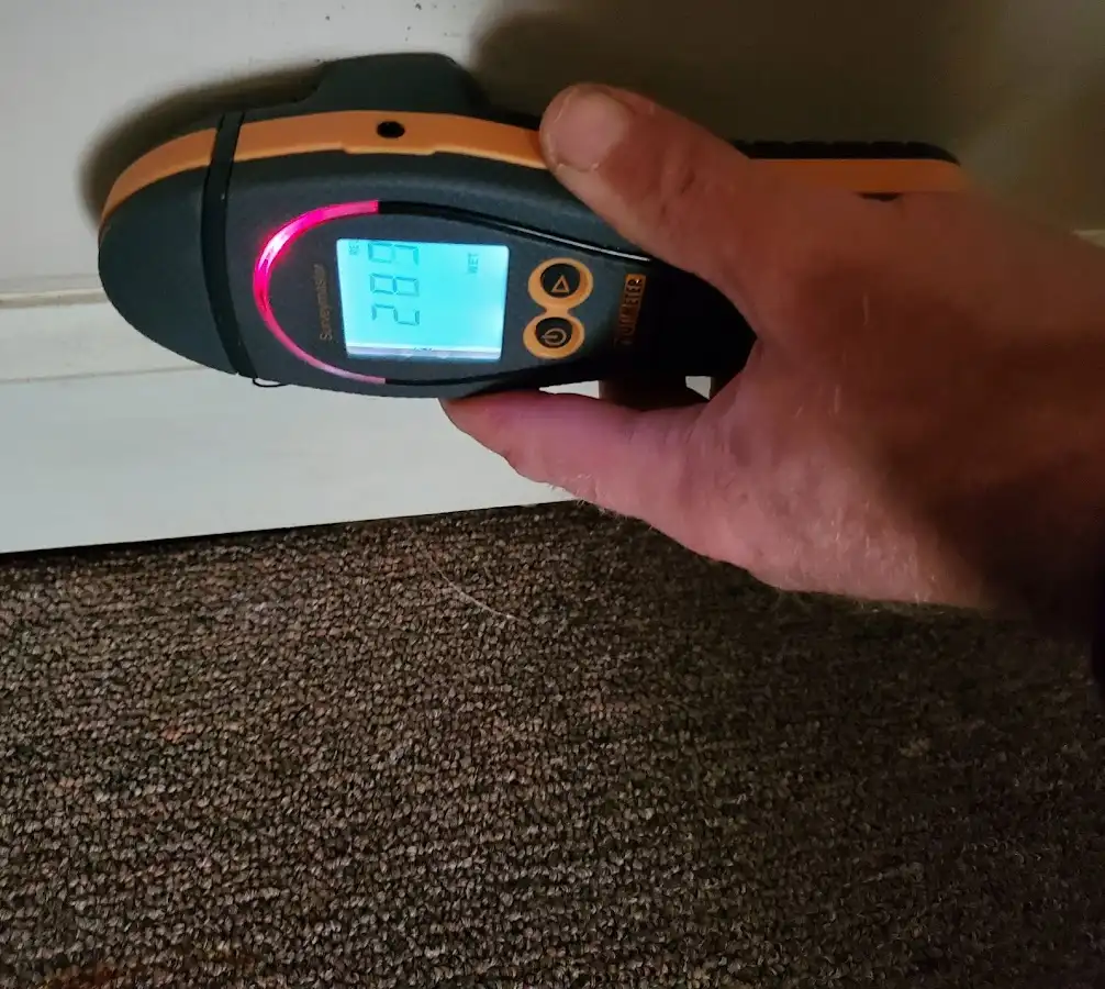 Moisture detection at baseboard during Mold Inspection & Testing in Fort Morgan